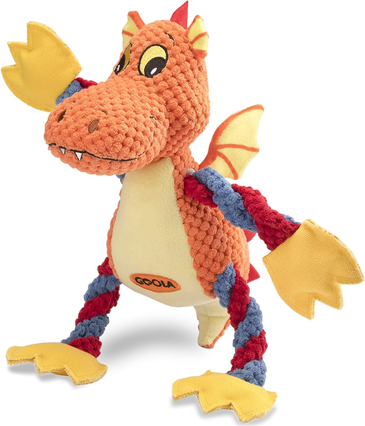Dog Squeaky Toys, Cute Dragon Interactive Plush Stuffed Toy with 5 Squeakers and Crinkle Paper,Pet Rope Chew Toy for Puppy Small Medium Large Breed Dogs