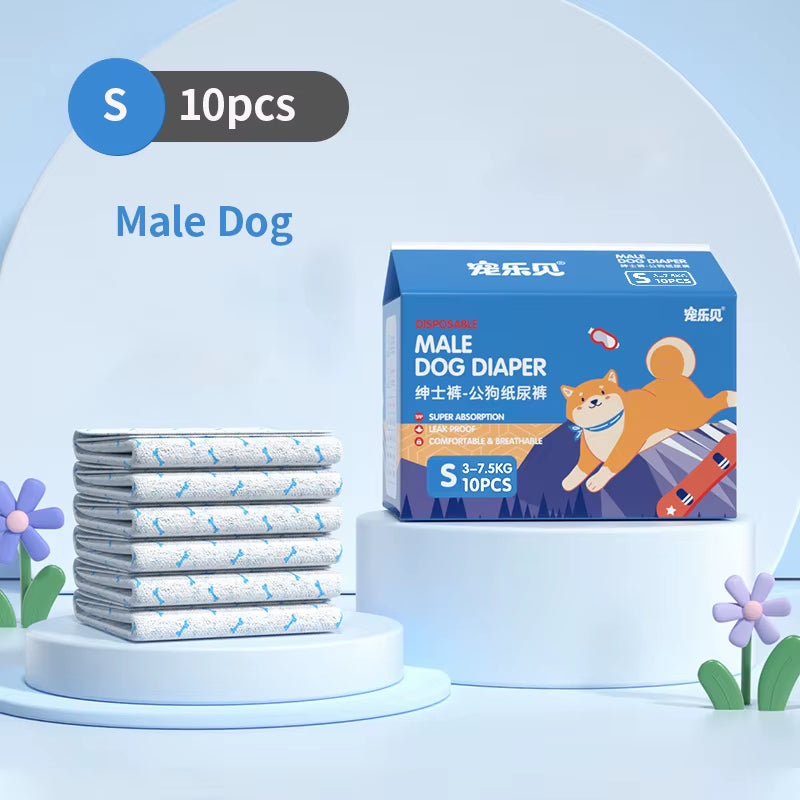 10Pcs Dog Diapers Males Females Disposable Nappies Pants Physiological Underwear Adjustable Leakproof Breathable Safety Pants