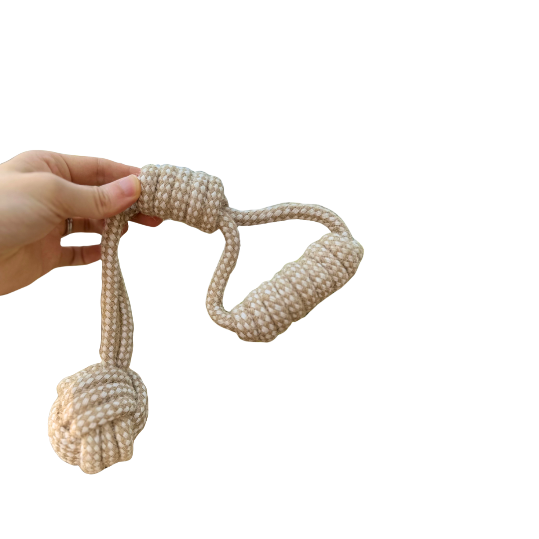 Forest Knot Hemp Rope Tug Toy with Handle