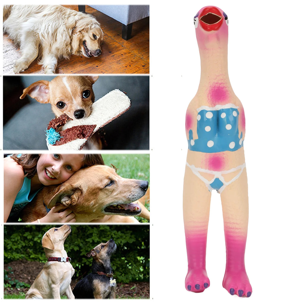 Dog Toy, Squeaky Chicken Dog Toys Elastic Safe Bite Resistant for Dogs Pirate Chicken,Ok Chicken,Chef Chicken,Flying Chicken