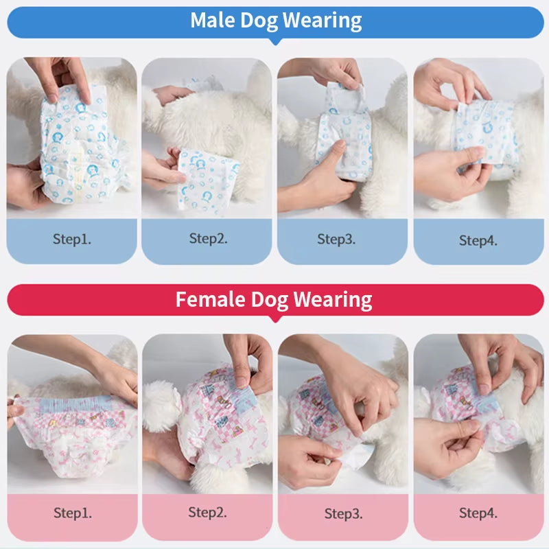 10Pcs Dog Diapers Males Females Disposable Nappies Pants Physiological Underwear Adjustable Leakproof Breathable Safety Pants