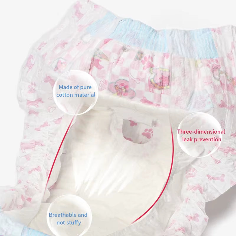 10Pcs Dog Diapers Males Females Disposable Nappies Pants Physiological Underwear Adjustable Leakproof Breathable Safety Pants